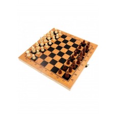 Mediniai šachmatai su medine lenta + šaškės ir nardai 