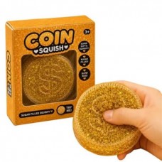 Antistresinis Coin Squishy auksinė moneta su blizgučiais Antistresinis Coin Squishy auksinė moneta su blizgučiais